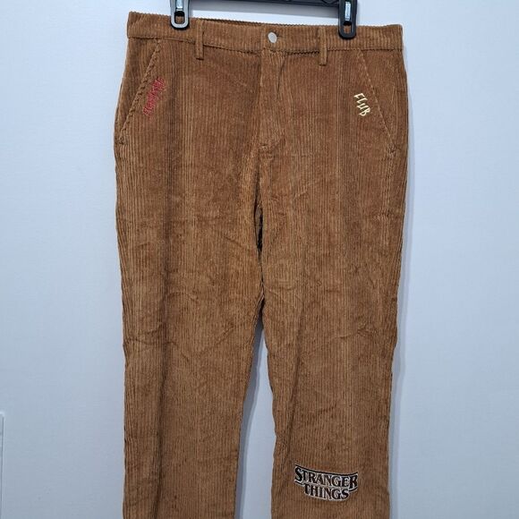Netflix Stranger Things X Pacsun Casual Corduroy Pants Size 34 Brown NWT - Picture 12 of 15
